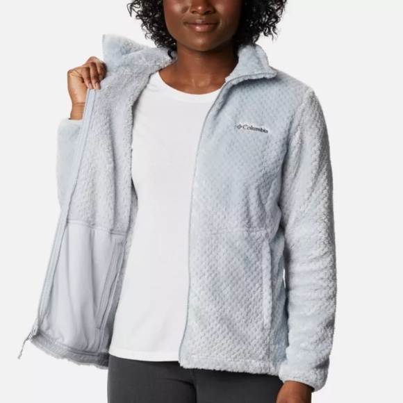 Columbia Women’s Full Zip Fleece Jacket Shacket Ice Blue Gray Outdoor Pockets XL - Picture 11 of 12